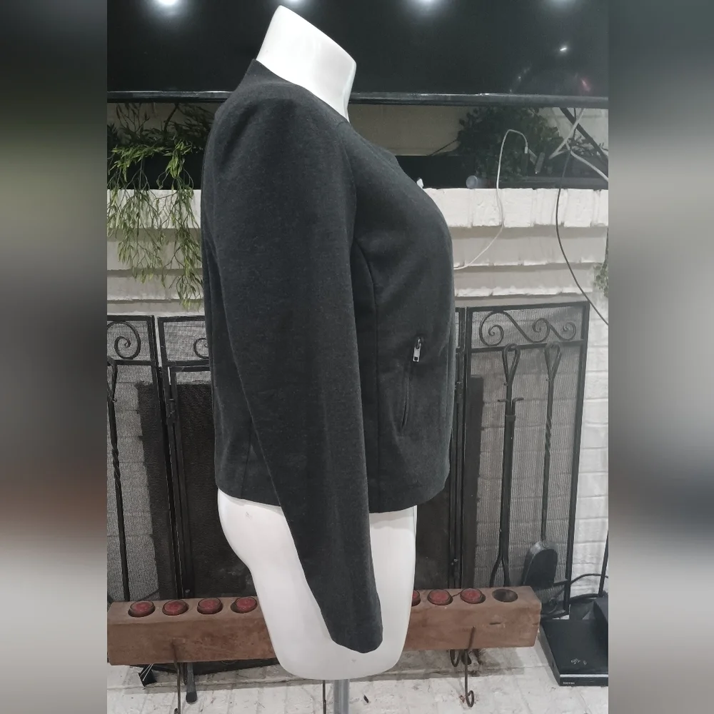 Catherine Malandrino Gray Asymmetrical Zip Moto Jacket Size XL Runway Style Knit - Picture 4 of 14